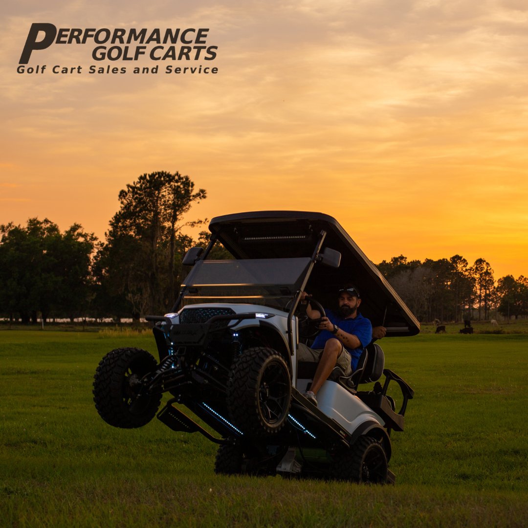 PGC_GolfCarts's tweet image. Taking &quot;lifted golf cart&quot; to a whole new level!  😅 #CustomCarts #LiftedCarts #RideHappy #PerformanceGolfCarts #Auburndale