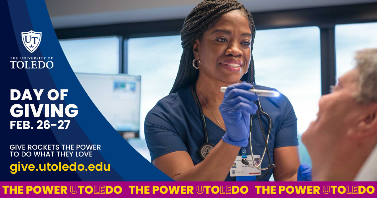 UToledo_Health's tweet image. Day of Giving Starts today! Until February 27 at 6 p.m., you can help support patients, programs or research at UToledo Health. 

Donations can be made online at give.utoledo.edu or by calling 419.530.7730 and selecting a University of Toledo Medical Center fund to donate…