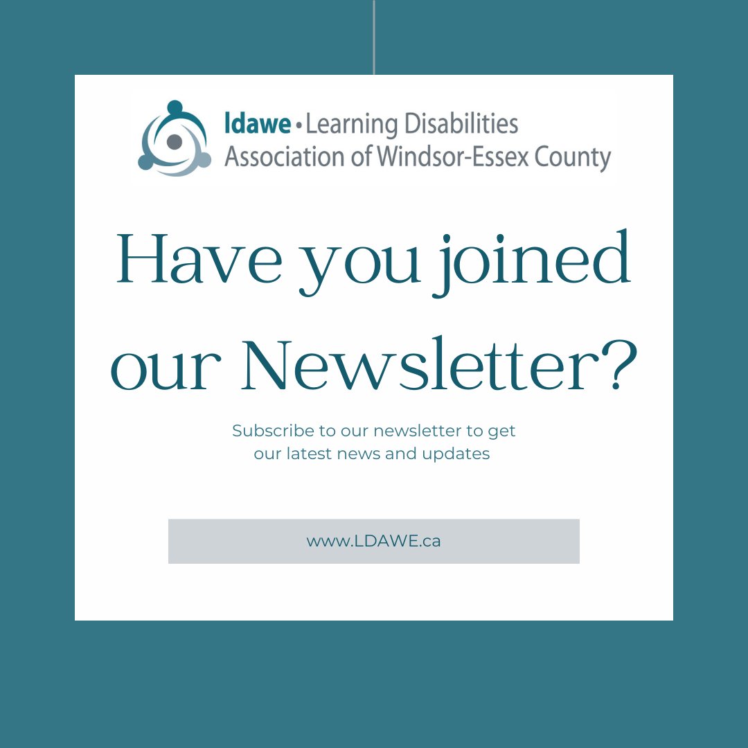📩✨ Have you joined our newsletter yet? 🎉 Learning Disability Awareness Month coming to an end we hope you found our posts informative and entertaining! Subscribe now to stay updated on all our programs and events. Don't miss out on what's coming next! 
ldawe.ca