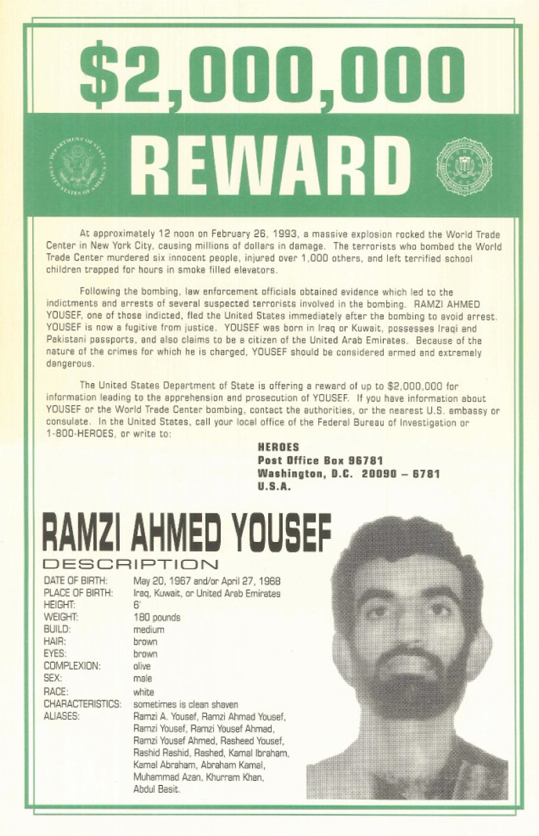 Fred Burton (@fred_burton) on Twitter photo February 26, 1993 was the first attack on the World Trade Center in NYC. This was our original <a href="/RFJ_USA/">Rewards for Justice</a> <a href="/StateDeptDSS/">Diplomatic Security Service</a> wanted poster for the bomber. February 26, 1993 was the first attack on the World Trade Center in NYC. This was our original <a href="/RFJ_USA/">Rewards for Justice</a> <a href="/StateDeptDSS/">Diplomatic Security Service</a> wanted poster for the bomber.