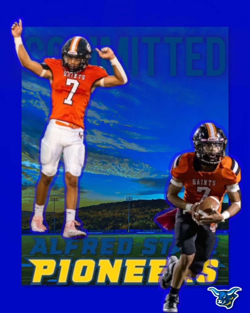 Excited to announce my commitment to Alfred State University! Huge thank you to coach Pynn , my teammates, and the entire <a href="/CCSaintsFB/">Churchville-Chili Football</a> family for their support and guidance throughout this journey. Ready for the next chapter! #GoPioneers #Committed