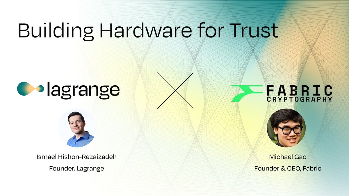 LAGRANGE (@lagrangedev) on Twitter photo 1/ Is the hardware beyond crypto destined to be centralized? Not quite.
Instead, what if crypto hardware was the path to democratization?
<a href="/FabricCrypto/">Fabric Cryptography</a> Founder & CEO Michael Gao <a href="/gaoist/">Michael Gao</a> & <a href="/Ismael_H_R/">Ismael Hishon-Rezaizadeh ⭕</a> about hardware for trust and the future of ZK 📹👇 1/ Is the hardware beyond crypto destined to be centralized? Not quite.
Instead, what if crypto hardware was the path to democratization?
<a href="/FabricCrypto/">Fabric Cryptography</a> Founder & CEO Michael Gao <a href="/gaoist/">Michael Gao</a> & <a href="/Ismael_H_R/">Ismael Hishon-Rezaizadeh ⭕</a> about hardware for trust and the future of ZK 📹👇