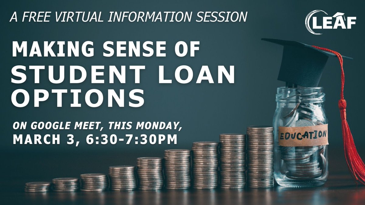 Making Sense of Student Loan Options will walk you through how to compare &amp; access the various borrowing options &amp; how to evaluate the impact of student loan debt on your financial future. Pre-register today at leaf-ohio.org/virtual-sessio…