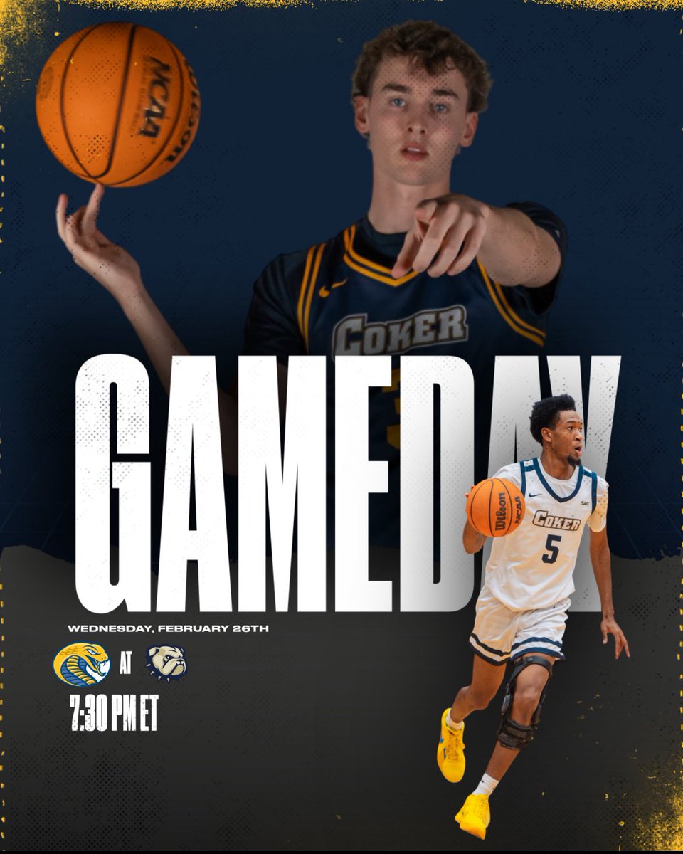 Coker MBB (@cobrasmbb) on Twitter photo ๐ฃ๏ธ GAME DAY ๐ ๐
The Cobras hit the road to take on <a href="/WingateMBB/">Wingate Men's BBall</a> tonight for a prime time match up.
โฐ: 7:30 pm
๐: Wingate, NC
๐๏ธ: McGee Center
๐: cokercobras.com/links/59do33
๐ฅ: cokercobras.com/links/drdckn ๐ฃ๏ธ GAME DAY ๐ ๐
The Cobras hit the road to take on <a href="/WingateMBB/">Wingate Men's BBall</a> tonight for a prime time match up.
โฐ: 7:30 pm
๐: Wingate, NC
๐๏ธ: McGee Center
๐: cokercobras.com/links/59do33
๐ฅ: cokercobras.com/links/drdckn