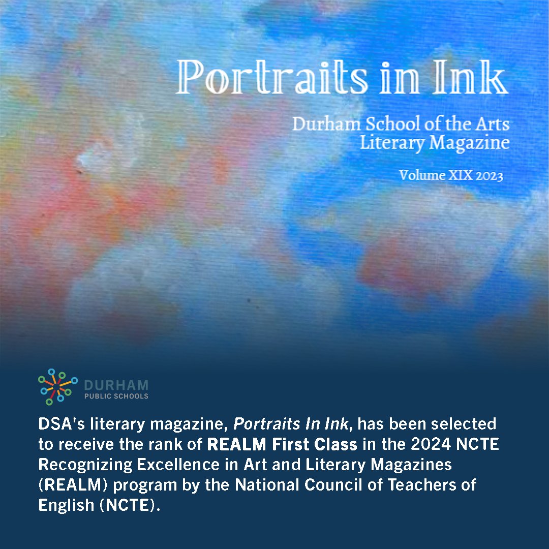 📢 Exciting news! DSA's literary magazine, Portraits In Ink, has been awarded REALM First Class in the 2024 NCTE Recognizing Excellence in Art and Literary Magazines program!   

Huge congratulations to our talented students &amp; teachers for this outstanding achievement!  #WeAreDPS