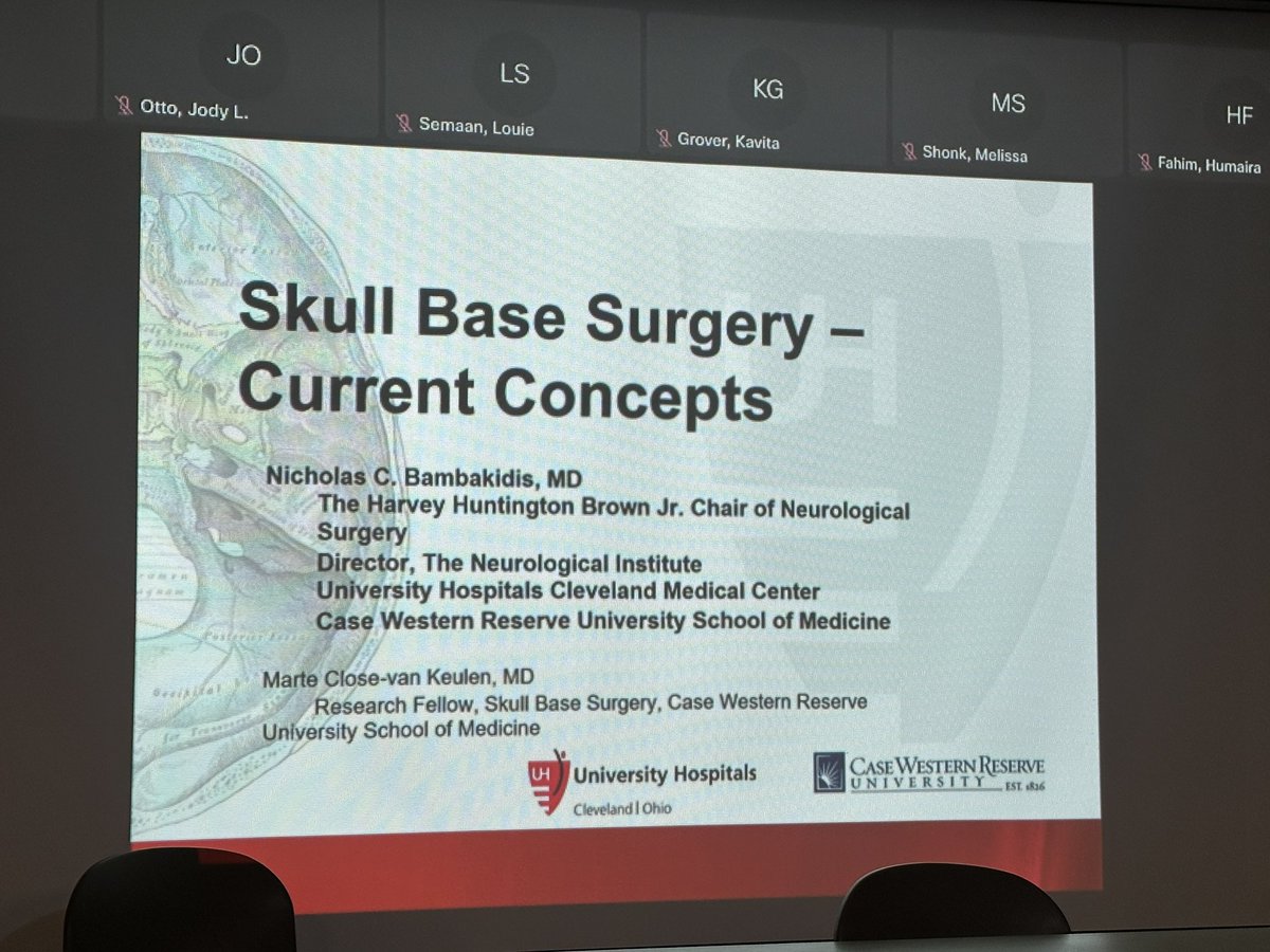 euroscience Grand Rounds featuring the Key Note speaker from the 2025 Malik Lectureship Dr Nick Bambakidis from <a href="/UHCLENeurosurg/">University Hospitals of Cleveland Neurosurgery</a> introduced by our Chair <a href="/nsurgchick/">Ellen Air</a>