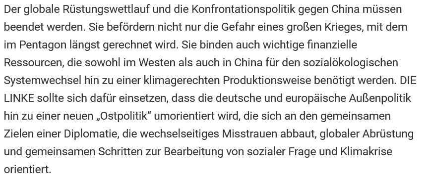 RandaleFischer's tweet photo. In völliger Verkehrung der Tatsachen fordert #Solty den "globale Rüstungswettlauf und die Konfrontationspolitik gegen China" zu beenden. In dem Text kommt weder die Bedrohung Taiwans vor, noch wird die Unterdrückung der Uiguren erwähnt, es geht ja schließlich gegen die USA. 4/4 https://t.co/GAq2GB2FuS