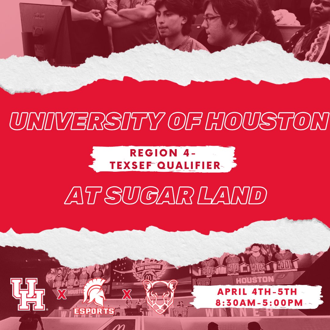 SMSDEsports's tweet photo. Weโre excited to bring the Region 4 TexSef Qualifier to the brand-new esports lab at @UHatSugarLand
We are proudly partnered with @coogesports
to deliver an incredible experience!
๐
April 4th-5th
๐8:30 AM-5 PM
#TexSEF #Esports #CoogGaming https://t.co/armcA55kuz