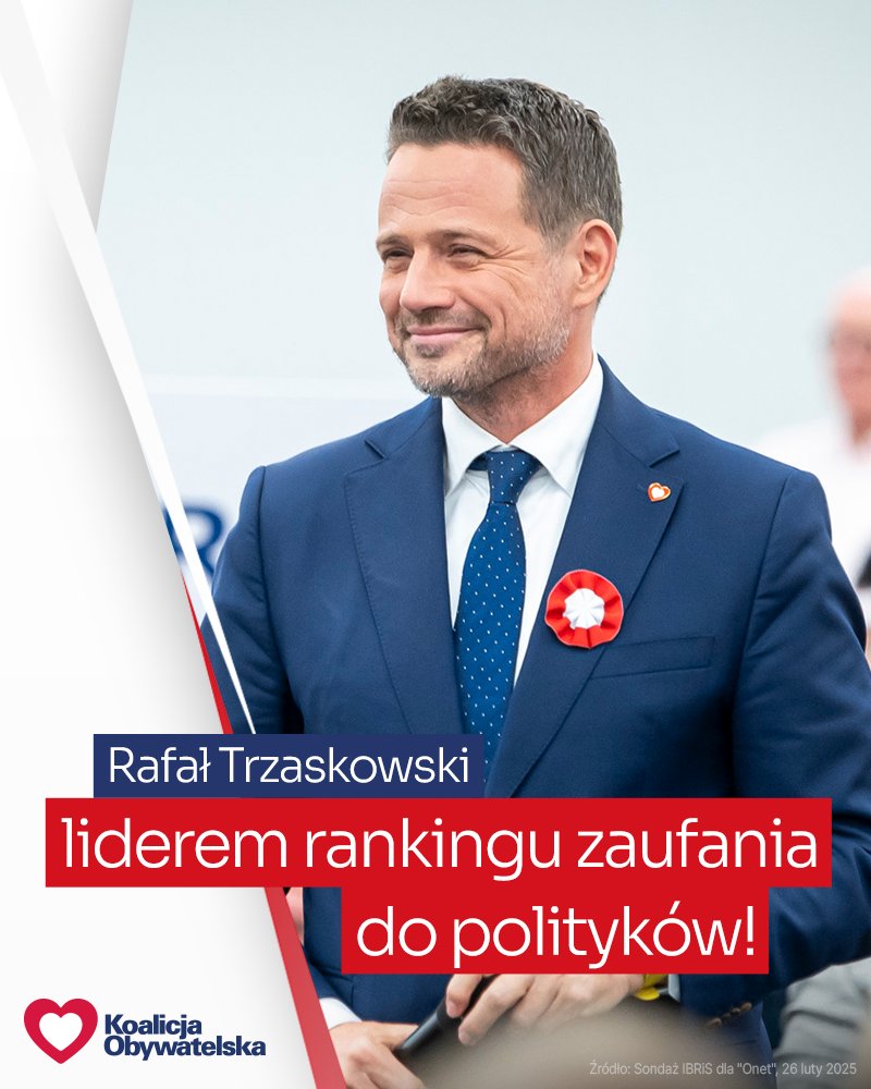 PlatformaObywatelska (@platforma_org) on Twitter photo Prezydent <a href="/trzaskowski_/">Rafał Trzaskowski</a> po raz kolejny na czele rankingu zaufania do polityków 🇵🇱✌ Prezydent <a href="/trzaskowski_/">Rafał Trzaskowski</a> po raz kolejny na czele rankingu zaufania do polityków 🇵🇱✌