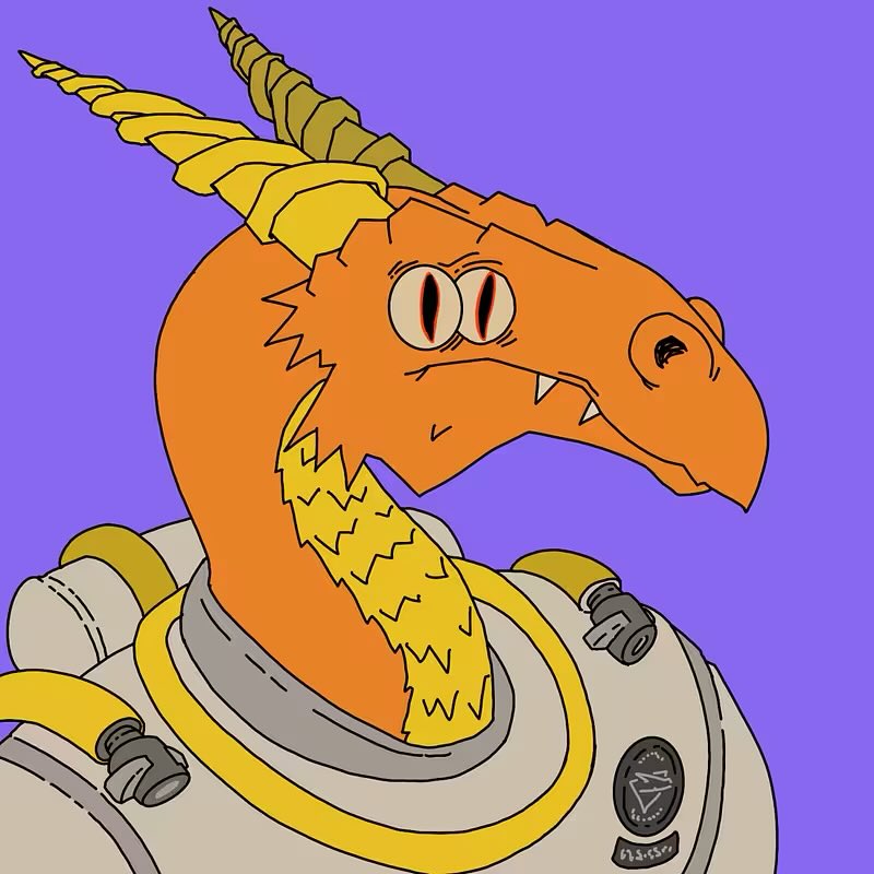 How come an Astronaut 👨‍🚀 on the Floor &amp; 🍊is my favourite colour 

Double 👀 with The Horns can Open The Wine, pick it up 🆙 no doubt 🧐 

<a href="/Dragonsonape/">Dragons</a> <a href="/jon_mctavish/">Jon McTavish</a> #Dwaginz 

magiceden.io/item-details/a…