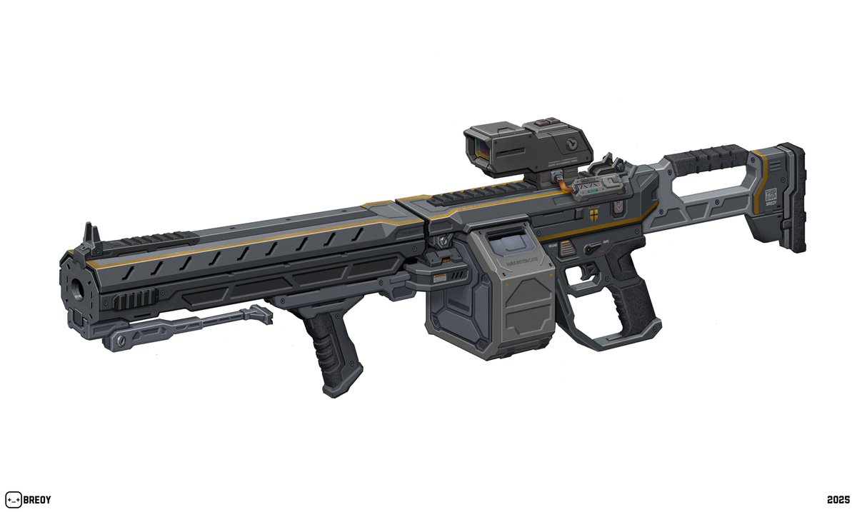 BreoyS's tweet image. Caseless machine gun. Commission work

#ConceptArt #gameart #weapondesign