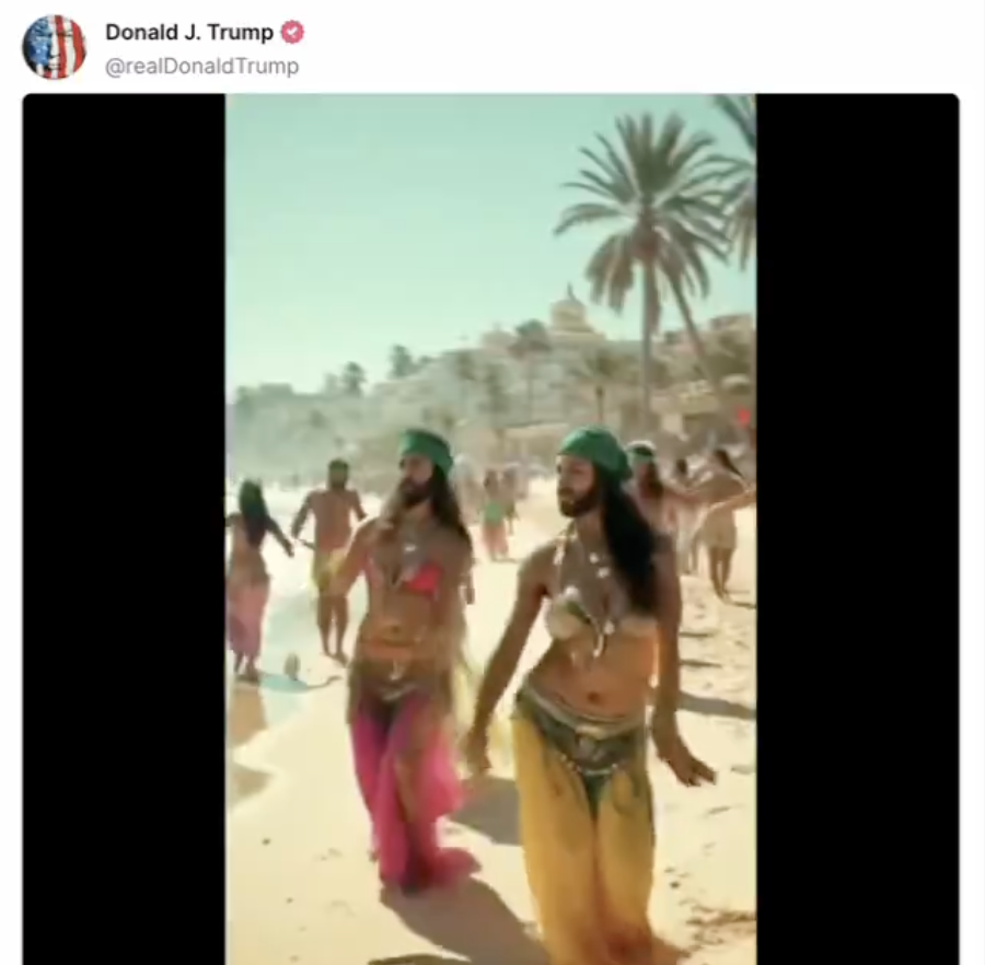ArtCandee's tweet photo. Donald Trump has gone woke.

He wants transgender belly dancers at his "Trump Gaza" resort. https://t.co/sjbcUQvD6X