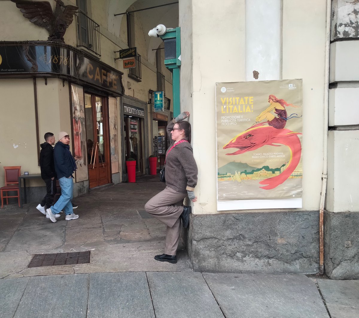 Fish out of water?  Went to the exhibition <a href="/palazzomadama/">montecitorio</a>, enjoyed posing as a tourist...:) X                                                                 #turin #irishsingersongwriter #fishoutofwater #posinginwinter #goldfish #posterart #flyingfish #orange