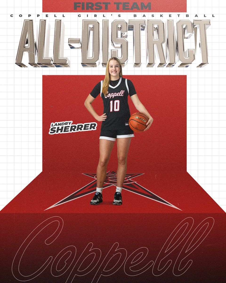 Congratulations to Landry Sherrer on her First Team All-District Selection. She led our team in scoring this season w/ 598 points, was a top 5 scorer in 6A in the Metroplex, while also leading her team in assists and charges taken. There is no doubt that she is something special!