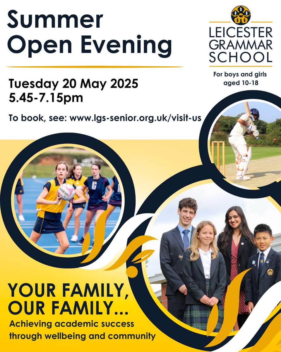 Prospective Parents – We warmly invite you to our Summer Open Evening on Tuesday 20 May from 5:45–7:15 pm. This event is primarily designed for families exploring senior school options for September 2026.

Book here: lgs-senior.org.uk/visit-us

We look forward to welcoming you!