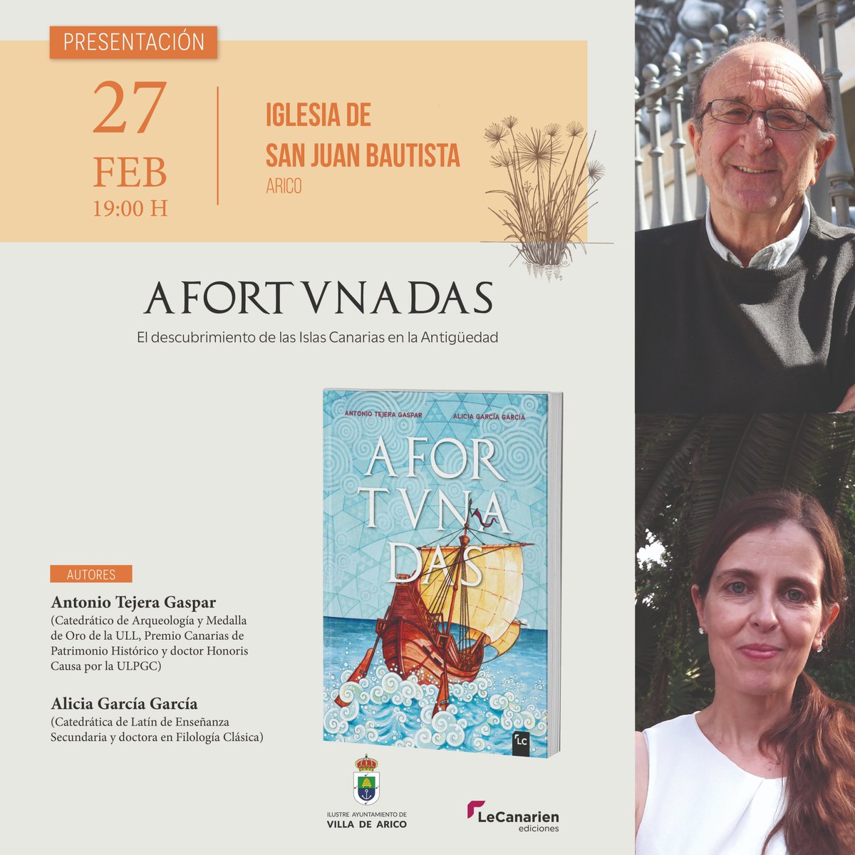 RECUERDA: Mañana nos vemos en Arico!

Este jueves, 27 de febrero, Antonio Tejera y Alicia García presentan su trabajo, "Afortunadas", en la Iglesia de San Juan Bautista de Arico. ¡No te lo puedes perder!

INFO SOBRE EL LIBRO: 
lecanarienediciones.com/inicio/324-afo…