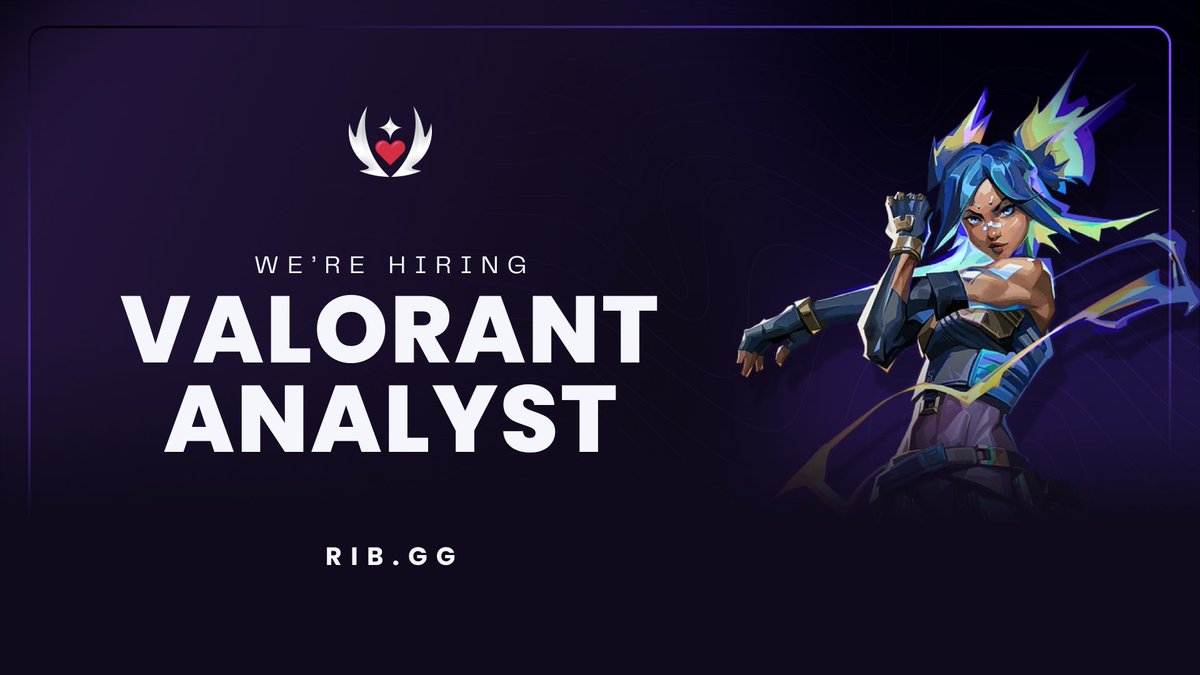 LF #VALORANT  Analyst

We’re on the hunt for a data expert who can break down VALORANT stats like no other. Think EG data driven approach, using RIB.GG stats to help players and teams improve. Job post below 👇

Requirements:
- Passion for the game
- Fluent