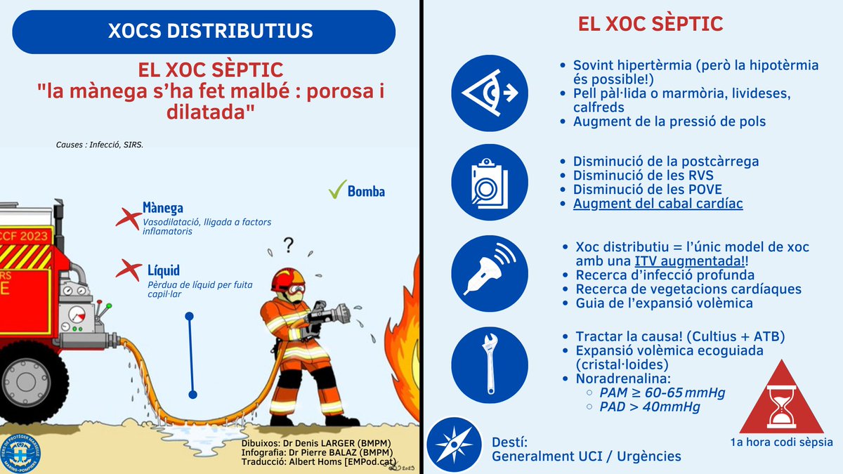 Seguim amb les metàfores bomberils del xoc dels <a href="/SMURBMPM/">SMUR BMPM</a> Ara ens toca el xoc sèptic, el més comú.

Les característiques ecogràfiques d'aquest xoc són una mica peculiars, els xocs distributius són els únics que tenen una Integral Temps Velocitat augmentada. 

1/2