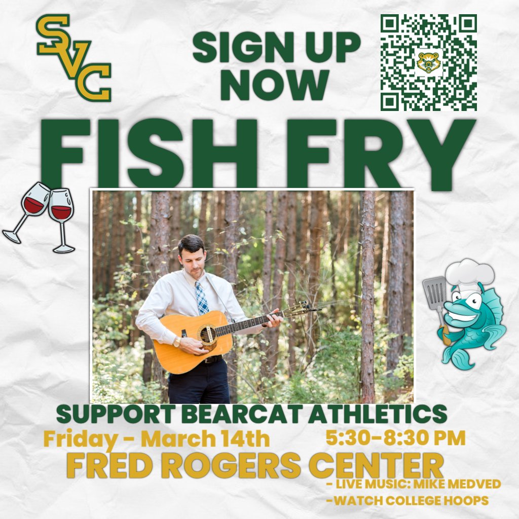 Saint Vincent's inaugural Fish Fry is March 14th! 🐟 

Support Bearcat Athletics!