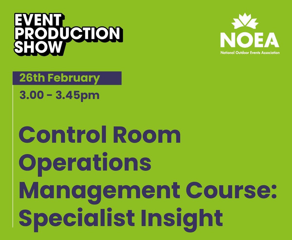 ⏳ Join David Hay (Controlled Events) on the Futures Stage In 30 minutes for: 'Control Room Operations Management Course: Specialist Insight'

Covering event management, incident control &amp; key industry skills. Don't miss it! 

@the-event-production-show #NOEA