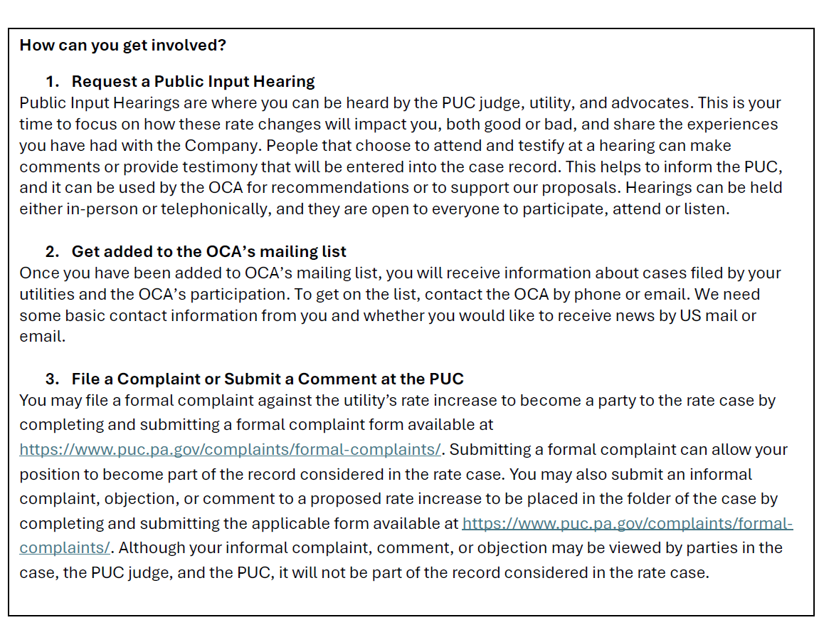 pa_oca's tweet image. UGI Utilities- Gas filed a rate increase request with the @PA_PUC. If approved as written, UGI can collect an additional $110.4 million per year in total from all customers. Our office filed a complaint against the proposal (bit.ly/3QsRLfK). Make your voice heard.