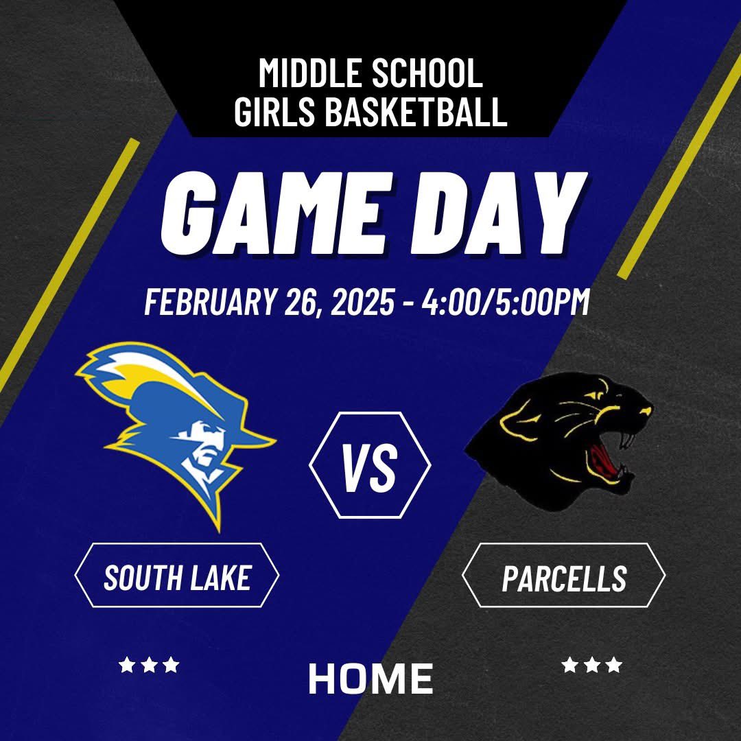 🏀 Game Day Reminder! 🏀 Cavaliers, don’t forget—tonight is also a Middle School Home Basketball Game vs. Parcells!

📍 South Lake
⏰ 7th Grade – 4:00 PM | 8th Grade – 5:00 PM

Come out and support our young Cavaliers! Let’s pack the gym and bring the energy! 💙💛 #GoCavs