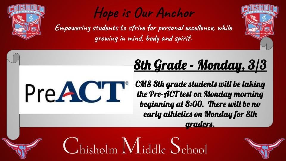 cpsd_ok's tweet photo. Pre-ACT Test for 8th Graders https://t.co/RJPUxiYDbu