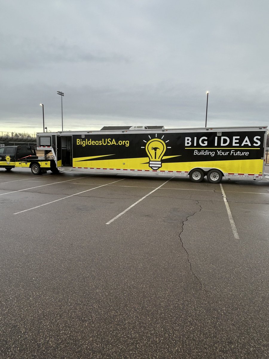 Mobile Skilled Trades Lab getting set up to have students from across Robbinsdale Area Schools to explore, experience and get inspired!!! The hands on stations are welding, wood working, industrial painting, and big cat excavation <a href="/ISD281/">Robbinsdale Area Schools</a> <a href="/falcon_apa/">Armstrong Parent Association</a>