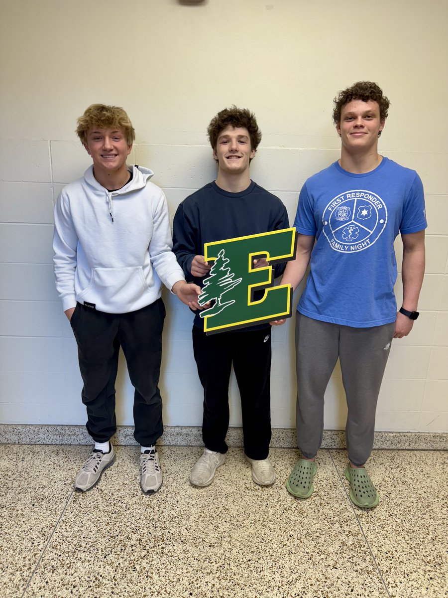 DCEathletics's tweet photo. This weeks CarryTheE Athlete's of the Week - Carson Kempf, Deakin Trotzer and Niko Kleinschmidt. The boys will wrestle at the WIAA State Individual Tournament beginning Thursday.  Good Luck!!! #CarryTheE https://t.co/EDAZYPth1w