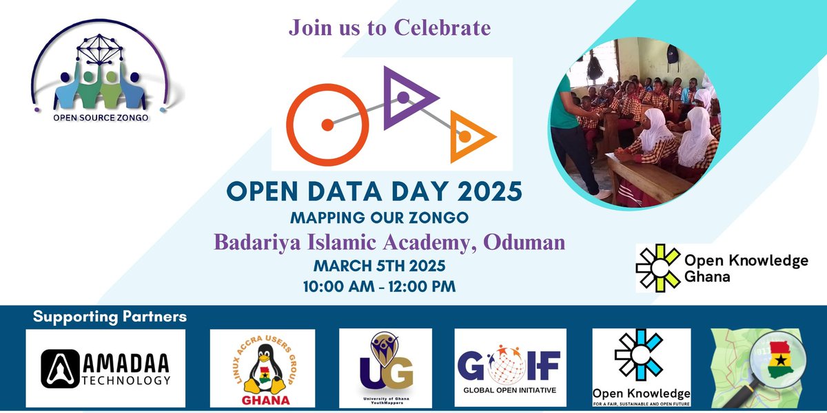 Open Knowledge Ghana (@openknowledgegh) on Twitter photo Open Knowledge Ghana collaborates with <a href="/OpenSourceZongo/">Open Source Zongo</a>
Join us for the Open Data Day 2025 Workshop.
March 5th, 2025,
from 10:00 AM - 12:00 PM.
Let’s empower our community through open data! 🚀 #OpenSourceZongo #MappingOurZongo #OpenDataDay Open Knowledge Ghana collaborates with <a href="/OpenSourceZongo/">Open Source Zongo</a>
Join us for the Open Data Day 2025 Workshop.
March 5th, 2025,
from 10:00 AM - 12:00 PM.
Let’s empower our community through open data! 🚀 #OpenSourceZongo #MappingOurZongo #OpenDataDay