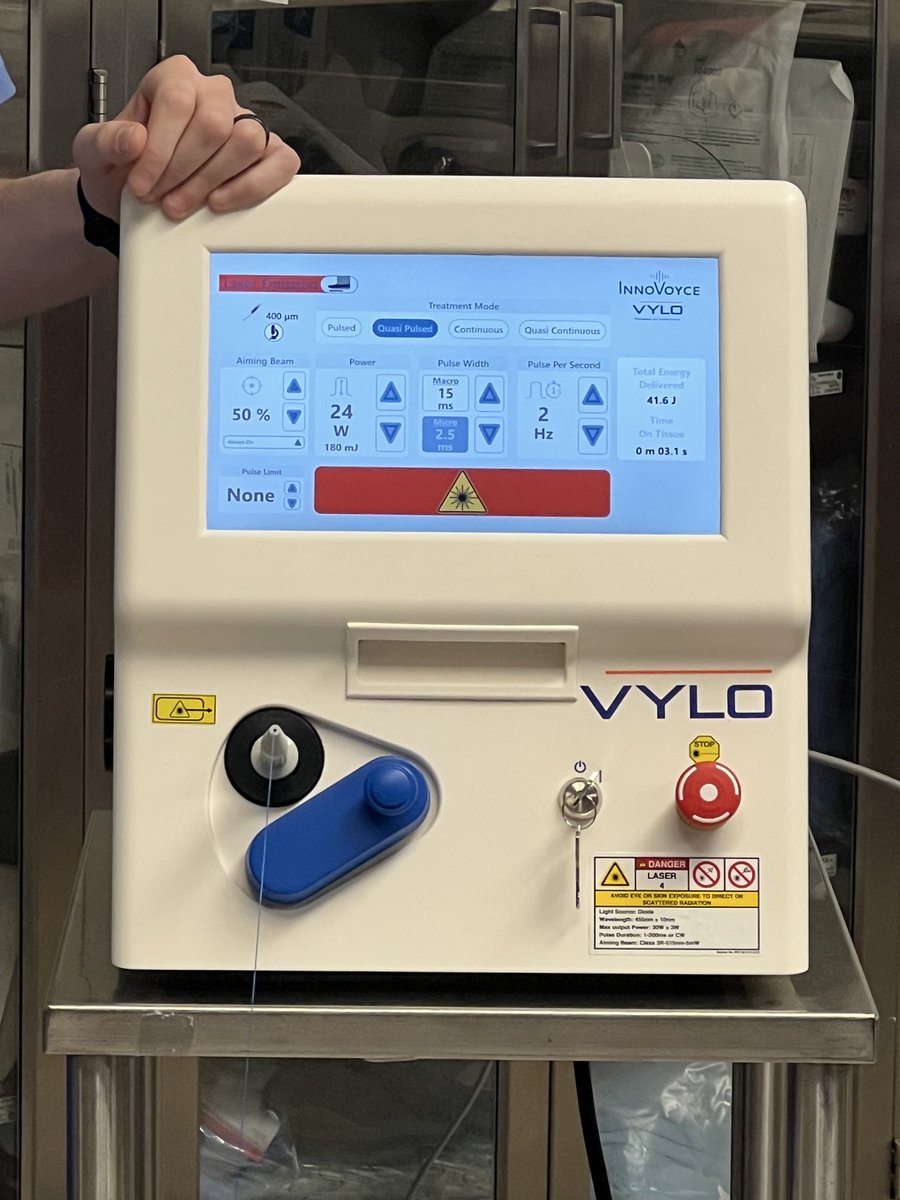 Chief resident and soon to be Vanderbilt Laryngology Fellow Dr. LaBarge and I getting some reps this week with the brand new VYLO blue light laser. Seamless transition from our workhorse Aura XP KTP that we’ve relied on for the past 20 years. The future is bright!
