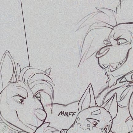 A sizeplay drawing doodle commission for Peable and Azrodobie, a pregnant Azro enjoying some time between a large Peable and SR :) Full version of the image is on my Itaku and on my bsky, links in the pinned tweet!