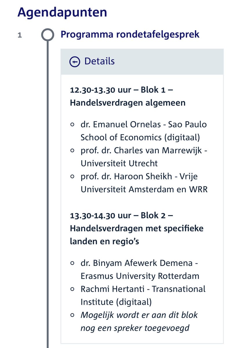 Tweede Kamer #Handelsverdragen: woensdag as (5 maart) organiseert Tweede Kamer (commissie BHO) een Rondetafelgesprek Handelsverdragen, zonder blok vertegenwoordigers namens de internationale handel🤔!? “Den Haag” blijft ook mij zo nu en dan toch nog verbazen.
