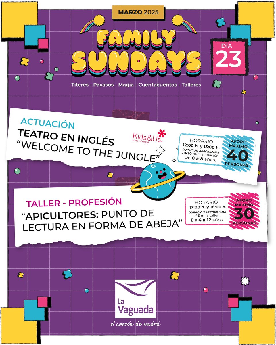 🌈FAMILY SUNDAYS MARZO🌈 
Continúan  los domingos más divertidos en #LaVaguada.
Ven y descubre todas las actividades para los más peques
en la plaza del Sprinter ¿Listos para disfrutar?
+ INFORMACIÓN y PROGRAMACIÓN
ESLIDE
enlavaguada.com