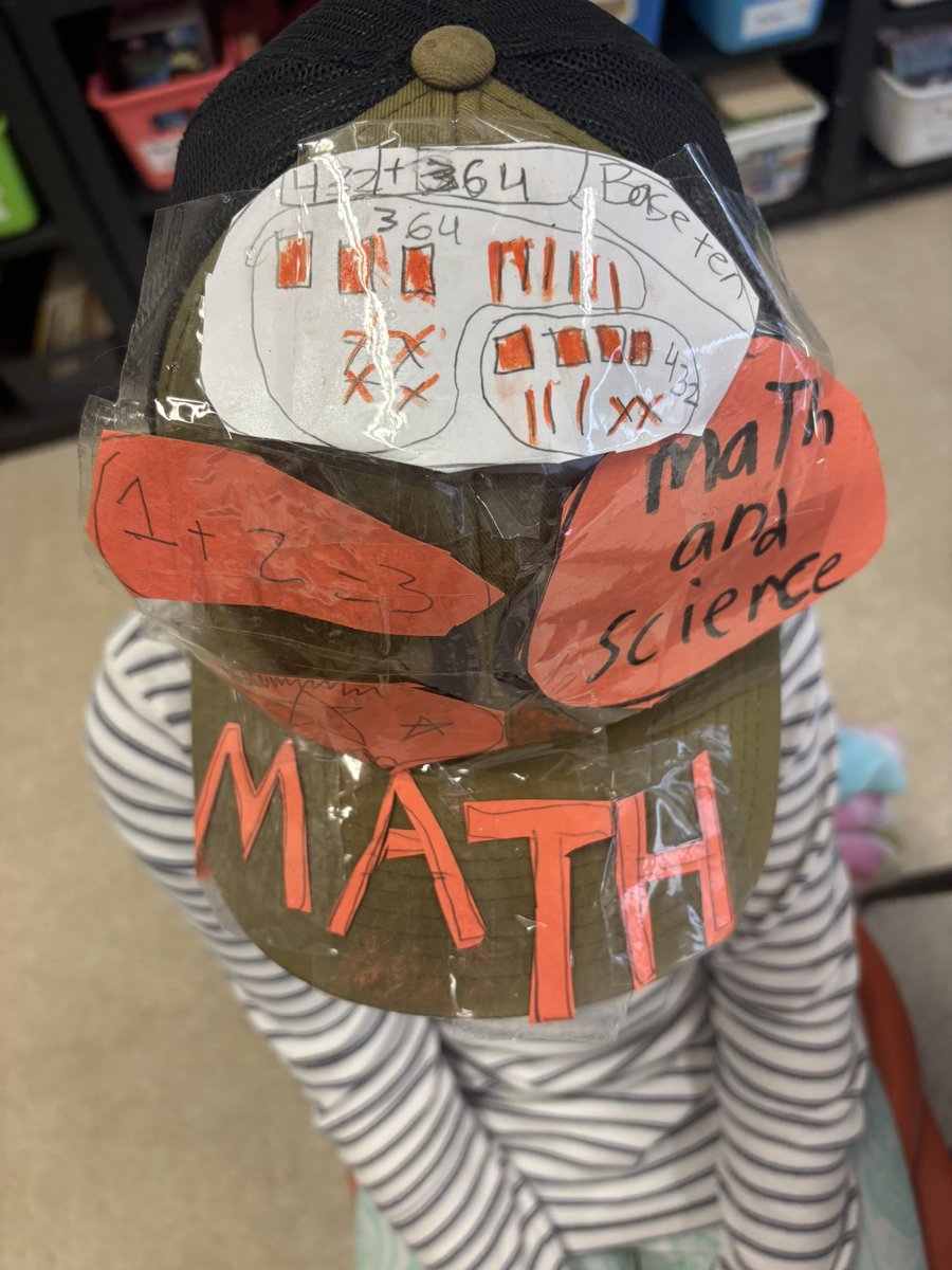 Yesterday at the end of our math lesson I gave students a heads up about the learning we’d be doing today and said, “come with your math hats on!”, so a student shows up like this today 😂🥰 Absolutely made my day! @meelementary @hrce_ns #mathcoach #hrcemath