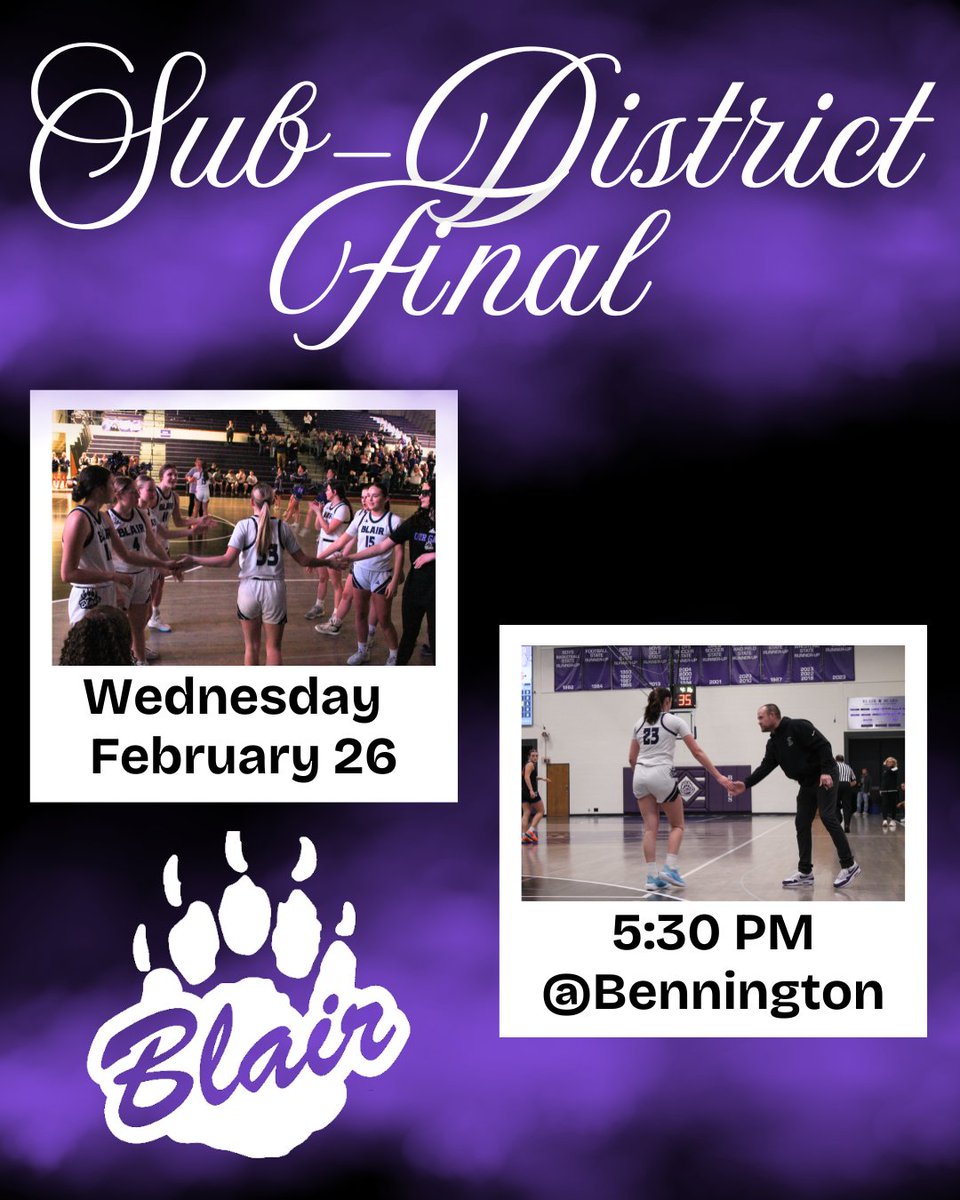 Our girls are playing in the sub-district final tonight! It's set up perfectly so you can cheer the girls on at 5:30 in Bennington and then the boys in their first round at 7:00 at Elkhorn North (against Bennington). Be there and be loud!