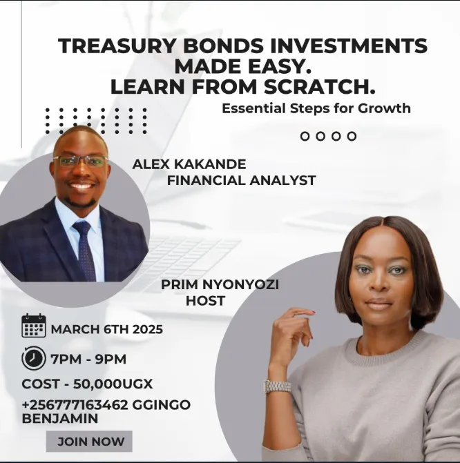 KakandeAlex's tweet photo. We are on, next week Thursday. 7 PM - 9 PM all virtual at just 50K.

If you have paid and haven't yet received your Invite link, kindly reach out to me as we have a few missing emails.

Come learn about Treasury bonds and the potential investments that they bring. https://t.co/vRohbSa0fM