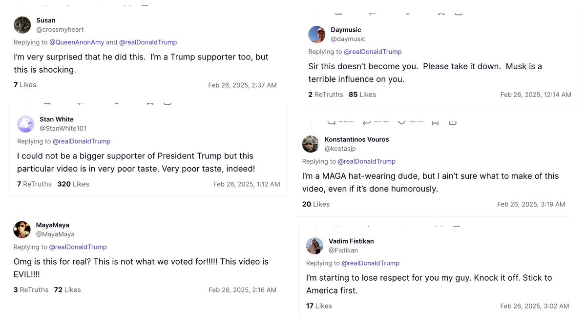 NoLieWithBTC's tweet photo. MAGA supporters on Truth Social are very upset at Trump for posting this video.

“I’m starting to lose respect for you.” https://t.co/5iRQ9VccSt