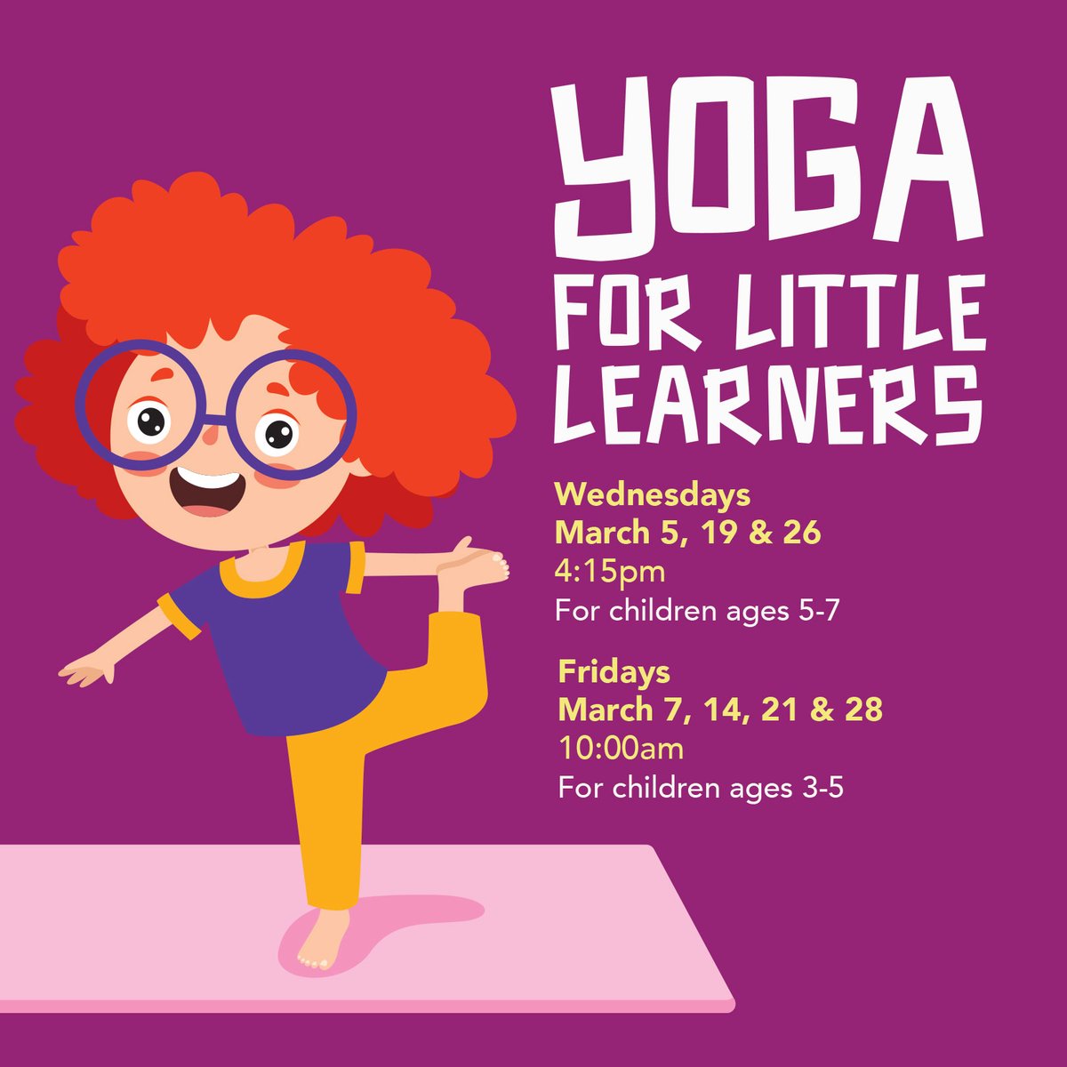 HenHudLibrary's tweet photo. Yoga mats will be provided or feel free to bring your own! Registration is required. Register for one, some or all sessions via our website!

#yoga #yogaforlittlelearners #childrensprogram #hhfl #librariesrock https://t.co/ZDAuWpaUO8