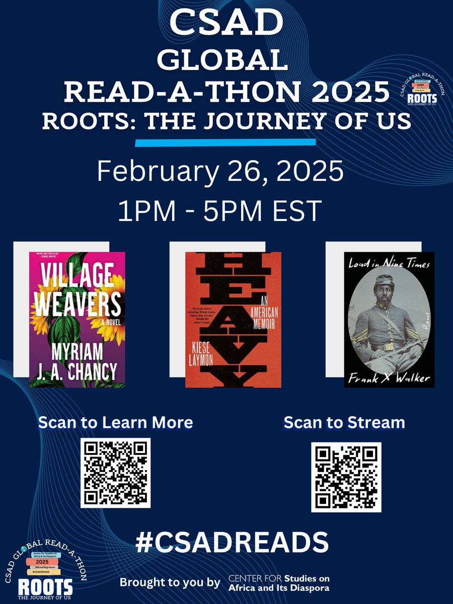 📚 Join us today, 2/26, 1-5 PM EST for the Global Read-A-Thon, Roots: The Journey of Us, hosted by Suzanne Malveaux. Watch on Facebook, Twitch, and more! #BlackHistoryMonth #BHM #BlackExcellence #CSADREADS #JourneyofUs #ROOTS #GSUReads #GSURoots #ShareYourStory