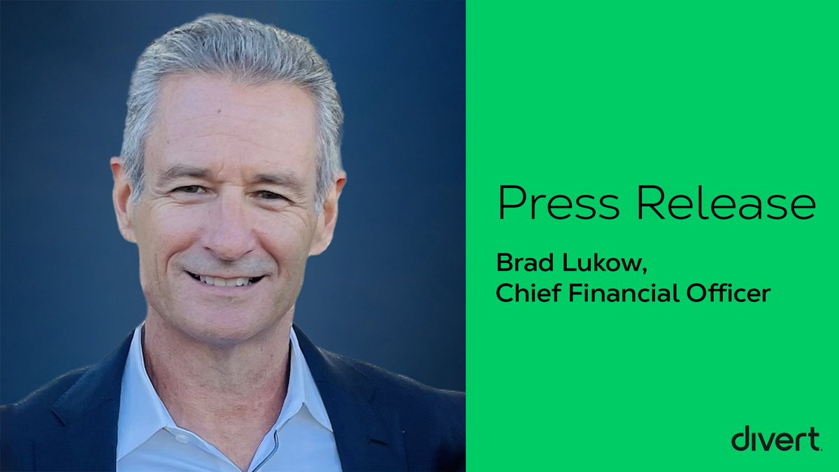 Today we're delighted to announce Brad Lukow as Divert's new Chief Financial Officer. 🎉 Lukow brings 30 years of finance and capital markets experience as Divert scales its nationwide infrastructure.

Read more about Lukow here ➡️  ow.ly/2c5J50V6v38