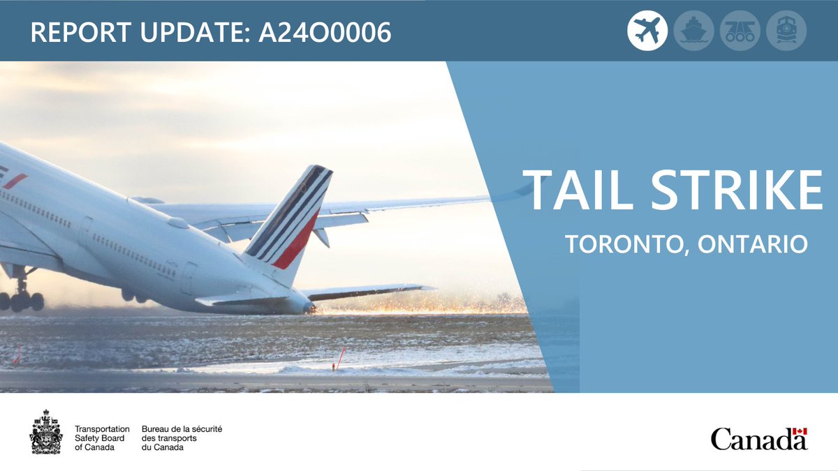 UPDATE: On January 21, 2024, an Airbus A350-900 operated by Air France experienced a tail strike when a go-around command was given during landing. Our investigation (A24O0006) is ongoing. Here’s what we know so far: ow.ly/PXxp50V6S0r

#AviationSafety #TSBAir
