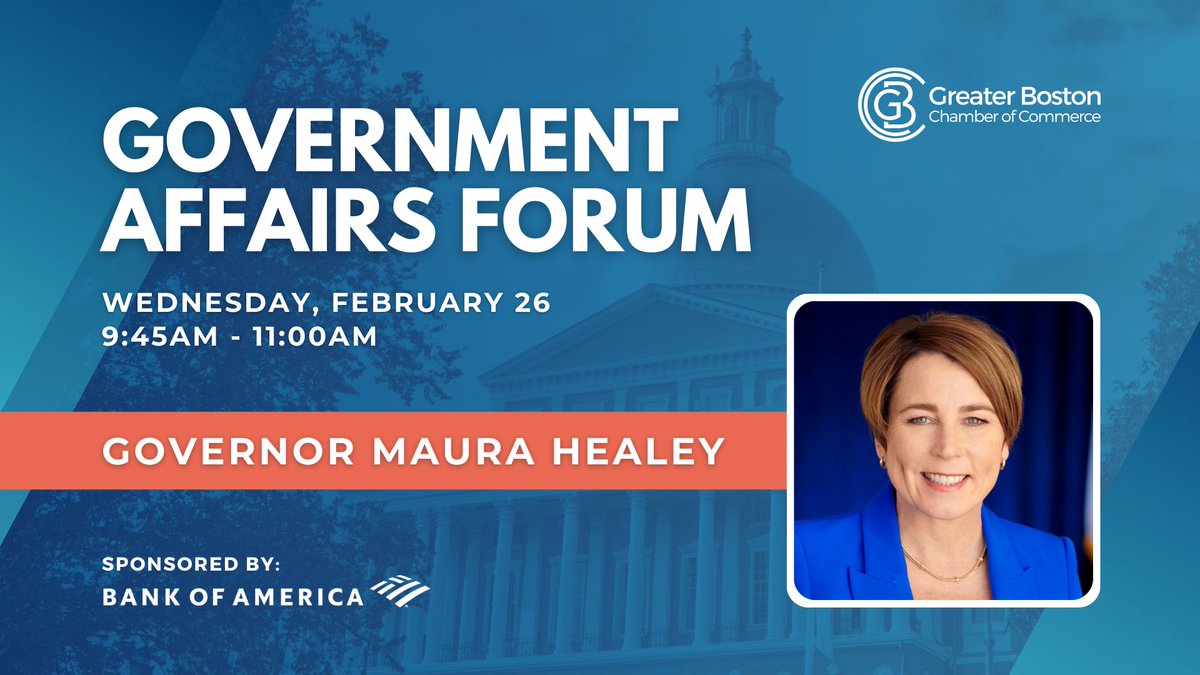 Boston Chamber (@bostonchamber) on Twitter photo We are excited to welcome <a href="/MassGovernor/">Governor Maura Healey</a> Healey for her annual address to the Chamber community as the 73rd Governor of Massachusetts.
Follow along for live updates about her impactful work.
#MAPoli We are excited to welcome <a href="/MassGovernor/">Governor Maura Healey</a> Healey for her annual address to the Chamber community as the 73rd Governor of Massachusetts.
Follow along for live updates about her impactful work.
#MAPoli