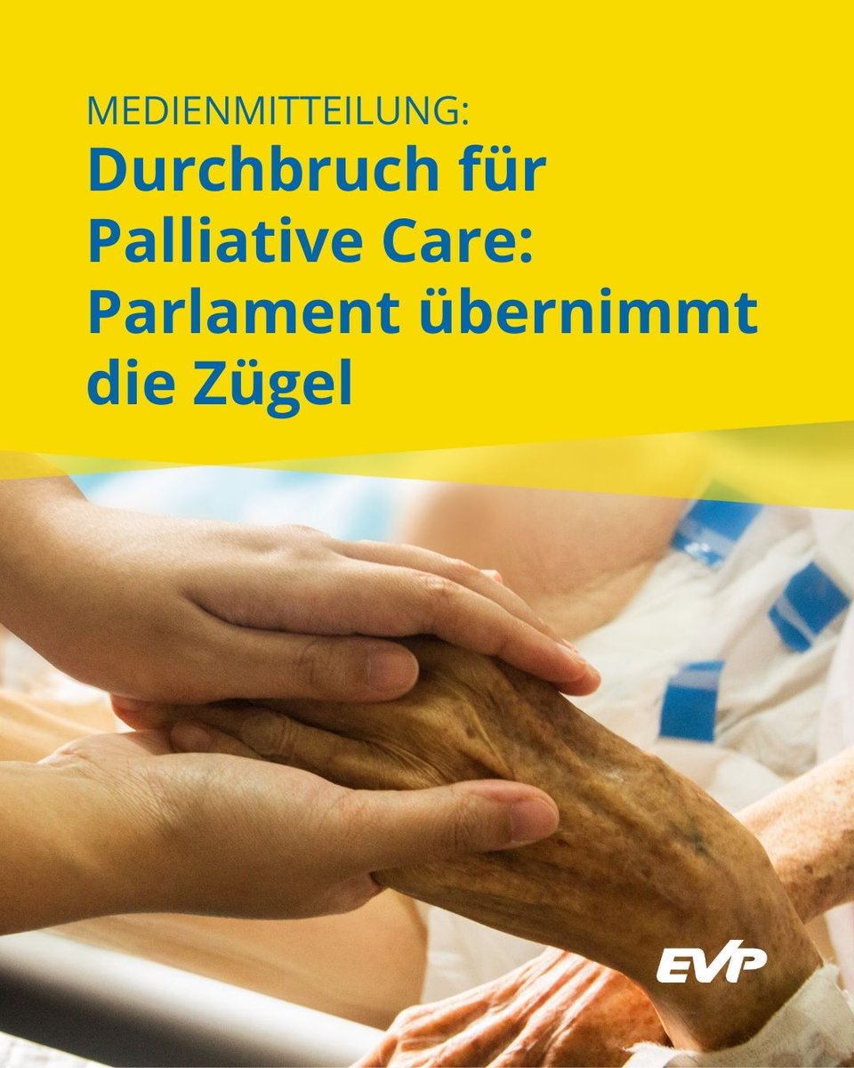 Grosser Erfolg für #PalliativeCare!
Die beiden Gesundheitskommissionen haben der Parlamentarischen Initiative von <a href="/marcjost/">Marc Jost</a> für eine angemessene Finanzierung von Palliative Care Folge gegeben. Nun wird ein Erlassentwurf ausgearbeitet.

Medienmitteilung: evppev.ch/newsartikel/du…
