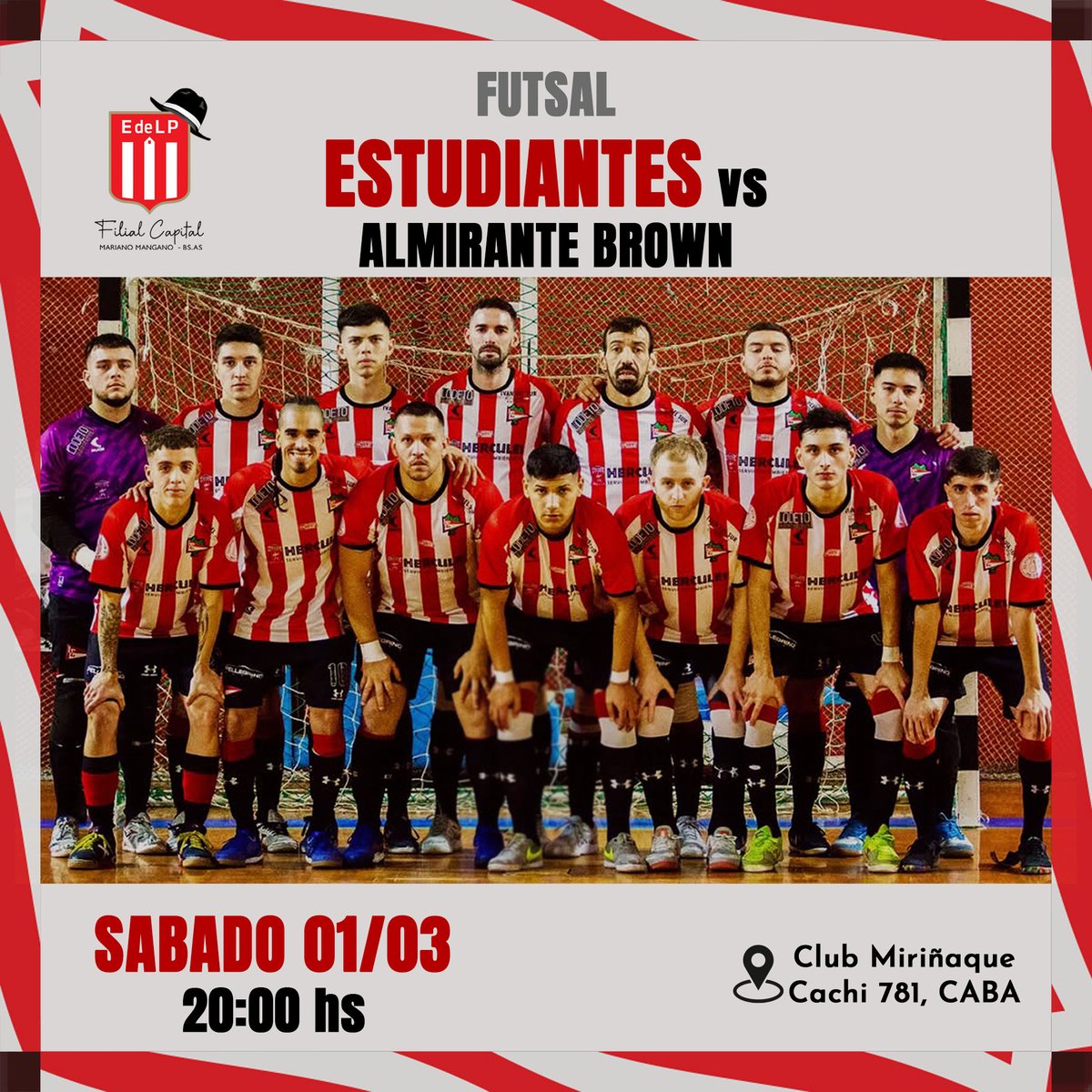 ¡Hagamos sentir nuestro apoyo!

La Filial Mariano Mangano convoca a todos sus miembros y simpatizantes a apoyar al equipo de Futsal de Estudiantes de La Plata en su próximo partido.

¡Llenemos el estadio!
