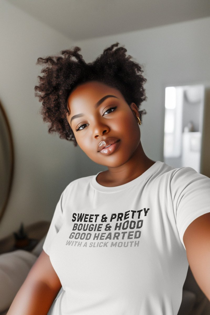 🚨 NEW DESIGN ALERT 🚨 

Sweet &amp; Pretty, Bougie &amp; Hood, Good Hearted with a slick mouth.

Comes in black &amp; white 🖤🤍
.

.

.
#blackowned #blackownedbusiness #explorepage #smallbusiness #blackgirlmagic #blackbusiness #blackexcellence #explore #buyblack #fashion #entrepreneur