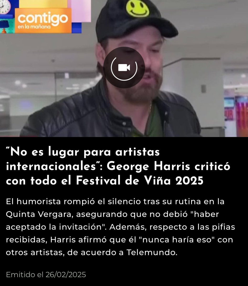 George Harris quiere hacer creer que su experiencia es la realidad, cómo no va a ser lugar para artistas internacionales el festival que recibió a:

1.Miguel Bosé (España) – 1981, 1982, 1984, 1994, 1997, 2001, 2005, 2008, 2013, 2018
2.Luis Miguel (México) – 1985, 1986, 1990,