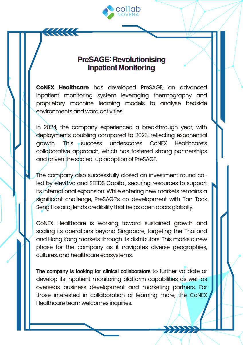 [𝗠𝗲𝗺𝗯𝗲𝗿 𝗦𝗽𝗼𝘁𝗹𝗶𝗴𝗵𝘁]

📌To find out more about 𝗖𝗼𝗡𝗘𝗫 𝗛𝗲𝗮𝗹𝘁𝗵𝗰𝗮𝗿𝗲: co11ab.sg/members/conex-…

#Digitalhealth #Startups #Healthcare #Innovation #co11ab