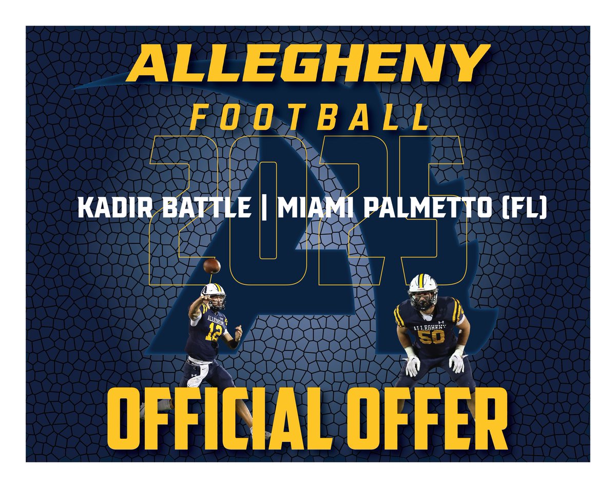 KadirBattle14 (@battlekadir14) on Twitter photo Extremely Blessed to receive an offer from Allegheny College🟡🔵<a href="/Coach_Layer/">Braden Layer</a> <a href="/PantherPride305/">Miami 🅿️almetto Football</a> #Blessed #AGTG🙏🏾‼️ Extremely Blessed to receive an offer from Allegheny College🟡🔵<a href="/Coach_Layer/">Braden Layer</a> <a href="/PantherPride305/">Miami 🅿️almetto Football</a> #Blessed #AGTG🙏🏾‼️