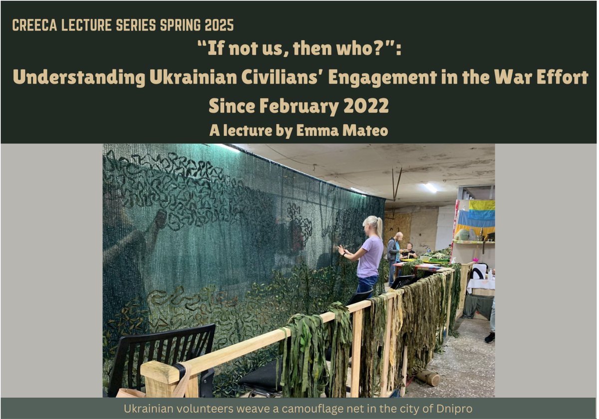 Emma Mateo (@emm_mateo) on Twitter photo On my way to Madison, Wisconsin to give a talk tomorrow on civilian engagement in Ukraine's war effort for <a href="/UWCREECA/">CREECA UW-Madison</a>.
I'll be talking about the nature and drivers of Ukrainians' impressive wartime mobilisation. Join us!
📅 27 Feb📍206 Ingham Hall ⏲️ 4pm
creeca.wisc.edu/event/creeca-l… On my way to Madison, Wisconsin to give a talk tomorrow on civilian engagement in Ukraine's war effort for <a href="/UWCREECA/">CREECA UW-Madison</a>.
I'll be talking about the nature and drivers of Ukrainians' impressive wartime mobilisation. Join us!
📅 27 Feb📍206 Ingham Hall ⏲️ 4pm
creeca.wisc.edu/event/creeca-l…